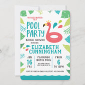 Schattige Flamingo Tropical Pool Party Vrijgezelle Kaart (Voorkant)