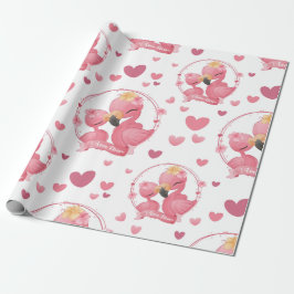 Schattige flamingo's ik hou van mama cadeaupapier