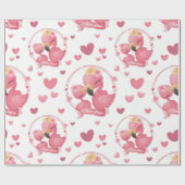 Schattige flamingo's ik hou van mama cadeaupapier (Vlak)