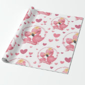 Schattige flamingo's ik hou van mama cadeaupapier (Uitgerold)