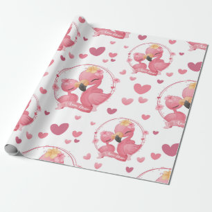 Schattige flamingo's ik hou van mama cadeaupapier