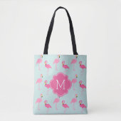 Schattige flamingo's patroon monogram tote bag (Voorkant)