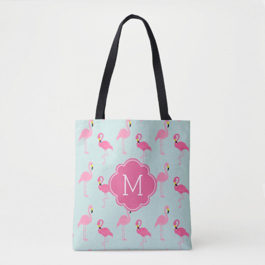 Schattige flamingo's patroon monogram tote bag (Voorkant)