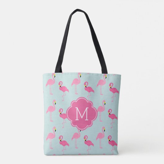 Schattige flamingo's patroon monogram tote bag (Achterkant)