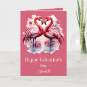 Schattige Flamingo's Valentijnsdag Kaart (Voorkant)