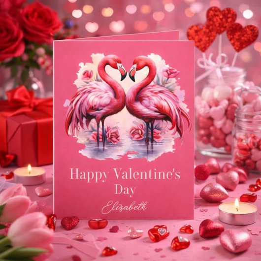 Schattige Flamingo's Valentijnsdag Kaart