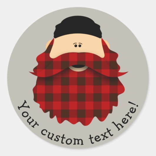Schattige Flanel rood geruite baard karakter Ronde Sticker (Voorkant)