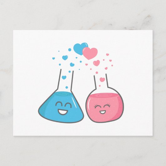 Schattige flessen verliefd, we hebben scheikunde briefkaart (Voorkant)