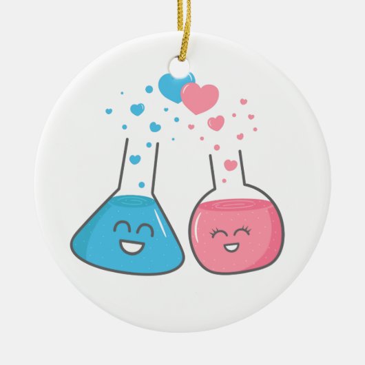 Schattige flessen verliefd, we hebben scheikunde keramisch ornament (Voorkant)