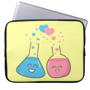 Schattige flessen verliefd, we hebben scheikunde laptop sleeve