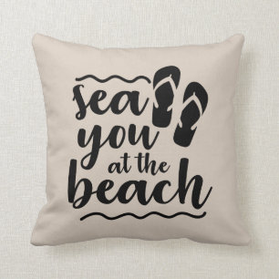 Schattige flip flop zee u op het strand woord kuns kussen