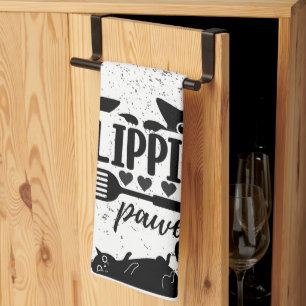 Schattige "Flippin Pawesome" met glurende katten Theedoek