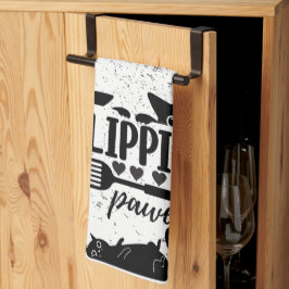 Schattige "Flippin Pawesome" met piepende katten Theedoek