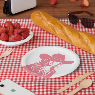 Schattige Flirt Roze Cowgirl Westerse Landelijke C Papieren Bordje