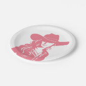 Schattige Flirt Roze Cowgirl Westerse Landelijke C Papieren Bordje (Gekanteld)