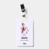 Schattige Flirterige Dame in een Martini Glas Fees Badge (Voorzijde met clip)