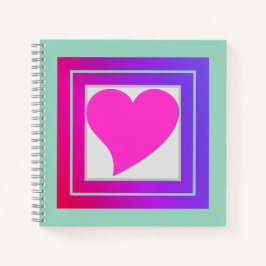 Schattige Flirty Hot Pink Heart, Paarse en rode op Notitieboek