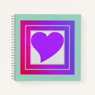 Schattige Flirty Paarse Hart, Roze en Rood op Blau Notitieboek
