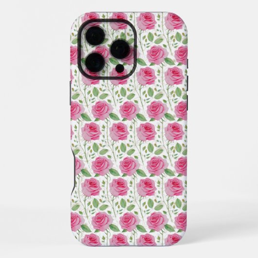 Schattige, floraal/roos herhalingspatroon iPhone hoesje (Achterkant)