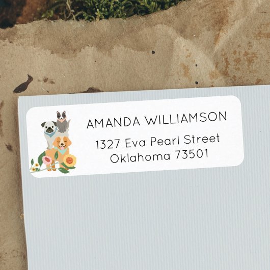 Schattige Floral Dog & Cat Pet Care Services White Etiket