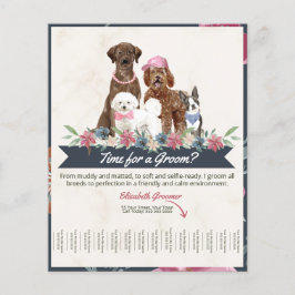 Schattige Floral Dog Groomer Tear Sheet Flyer