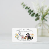 Schattige Floral Dogs Breed Pet Care Services Whit Visitekaartje (Staand voorkant)
