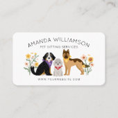 Schattige Floral Dogs Pet Care Services Wit Visitekaartje (Voorkant)