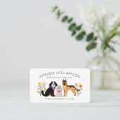 Schattige Floral Dogs Pet Care Services Wit Visitekaartje (Staand voorkant)