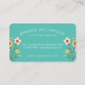 Schattige Floral Dogs Pet Care Services Wit Visitekaartje (Achterkant)