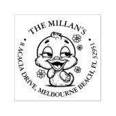 Schattige Floral Duck thema Zelfinktende Stempel (Design)
