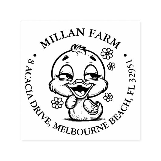 Schattige Floral Duck thema Zelfinktende Stempel (Design)