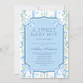 Schattige Floral en Bow Boy Baby shower Kaart (Voorkant)