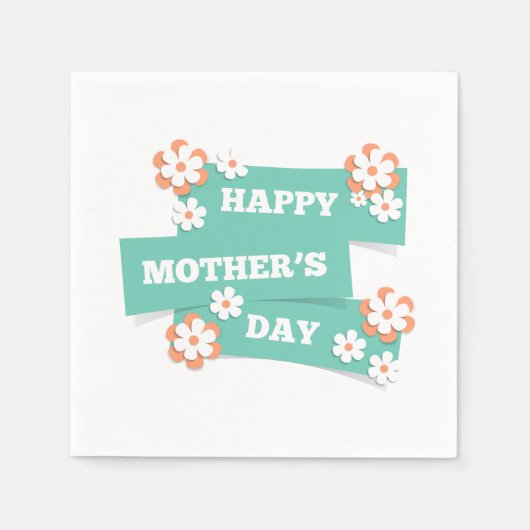 Schattige Floral Happy Moederdag | Napkin Servet (Voorkant)