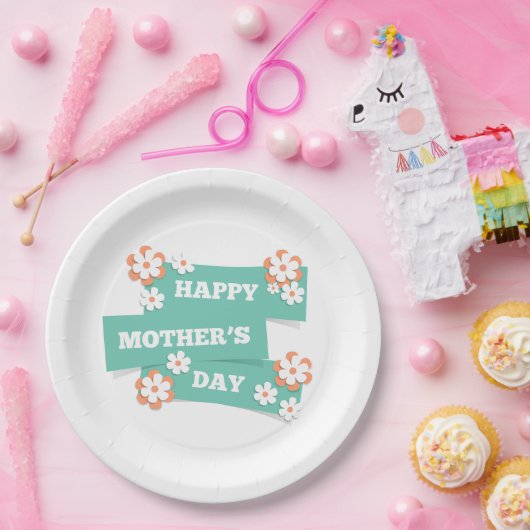Schattige Floral Happy Moederdag | Papieren Bord (Feest)