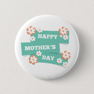Schattige Floral Happy Moederdag   Pin-Button Ronde Button 5,7 Cm