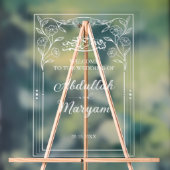 Schattige Floral Muslim Islamitisch Bruiloft Welko Acryl Bord (Neutraal)