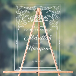 Schattige Floral Muslim Islamitisch Bruiloft Welko Acryl Bord