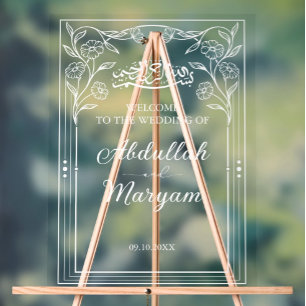 Schattige Floral Muslim Islamitisch Bruiloft Welko Acryl Bord