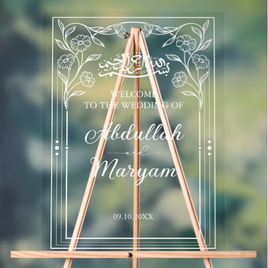 Schattige Floral Muslim Islamitisch Bruiloft Welko Acryl Bord