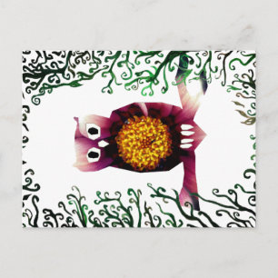 Schattige Floral Owl Briefkaart