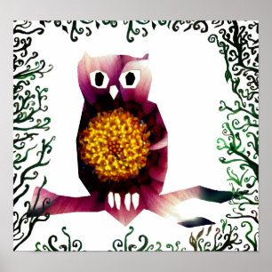 Schattige Floral Owl Poster