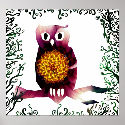 Schattige Floral Owl Poster (Voorkant)