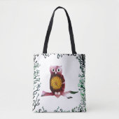 Schattige Floral Owl Tas (Voorkant)