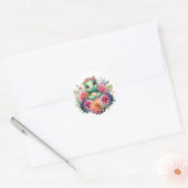 Schattige Floral Zee Schildpad Ronde Sticker (Envelop)