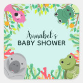 Schattige Florida Animals Baby shower Vierkante Sticker (Voorkant)