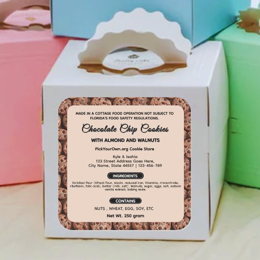 Schattige Florida cottage food label | koekjes