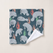Schattige Florida Manatees Pattern Bad Handdoek (Wasdoekje)