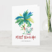 Schattige Florida Santa Waterverf Kerst Kaart (Voorkant)