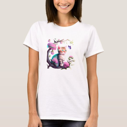 Schattige Flower Cat Acryl T-shirt (Voorkant)