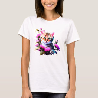 Schattige Flower Cat Acryl T-shirt